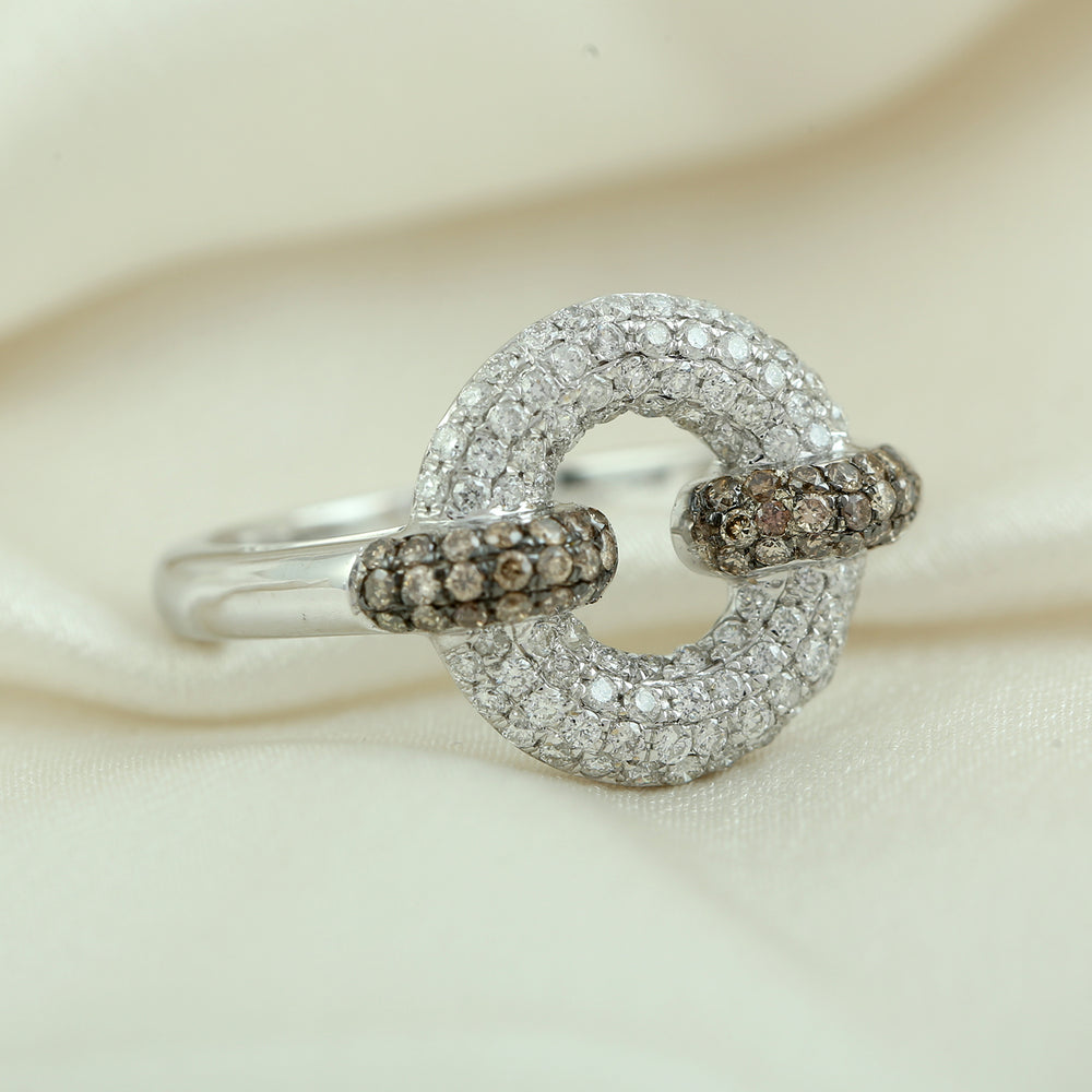 18K White Gold Micro Pave Natural Diamond Cocktail Ring For Gifts