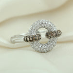 18K White Gold Micro Pave Natural Diamond Cocktail Ring For Gifts