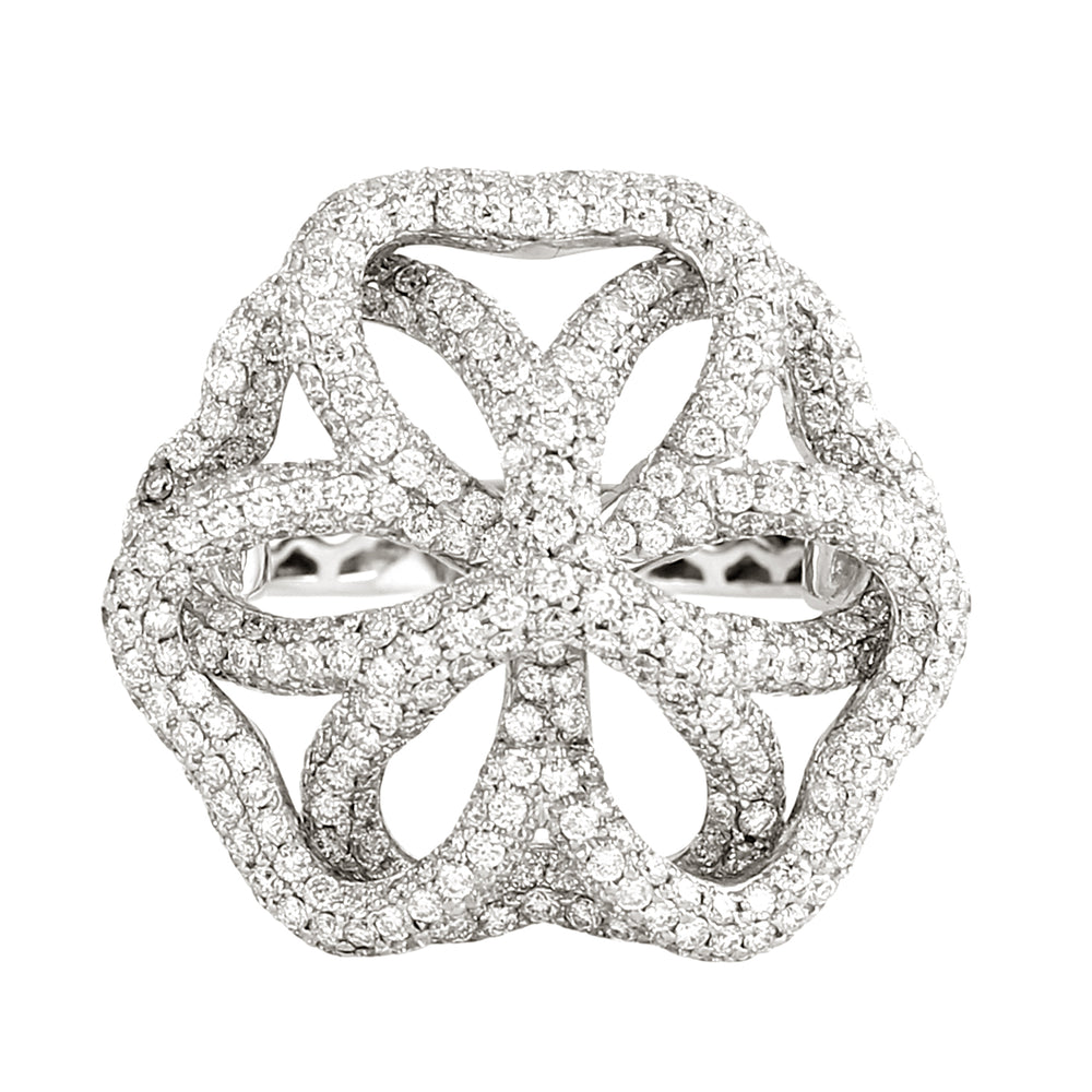 Micro Pave Diamond Floral Ring in 18K White Gold – Fine Jewelry Gift