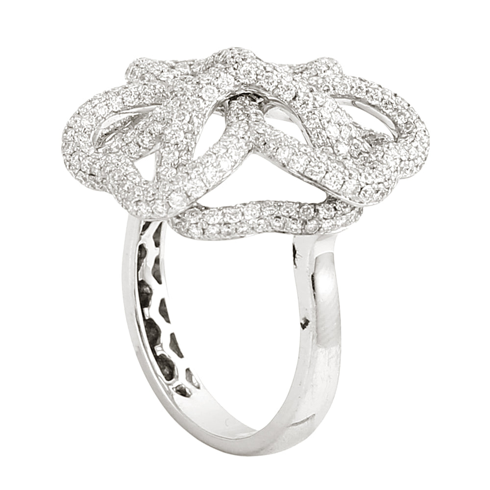 Micro Pave Diamond Floral Ring in 18K White Gold – Fine Jewelry Gift