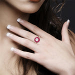 Channel Set Ruby Diamond 18k Rose Gold Halo Ring