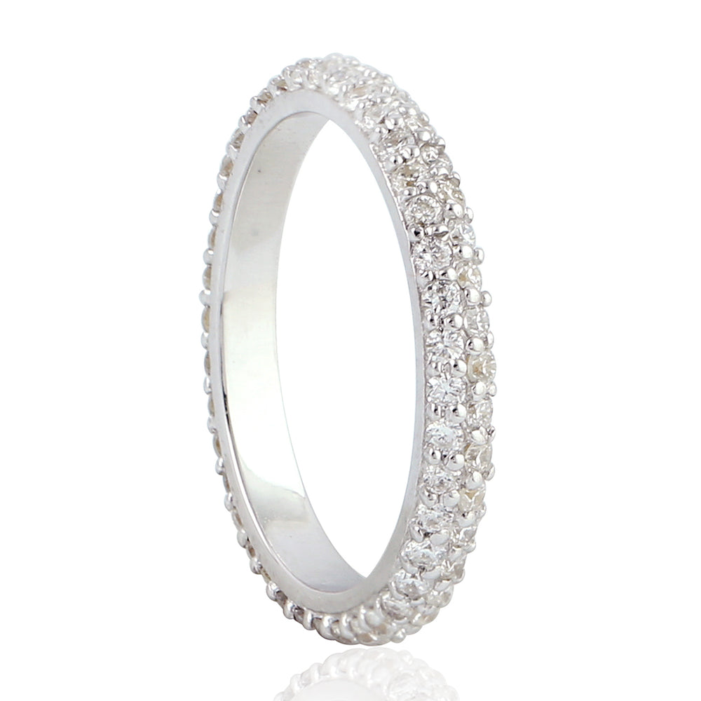 Natural Diamond Pave Full Eternity Band Ring In 18k White Gold