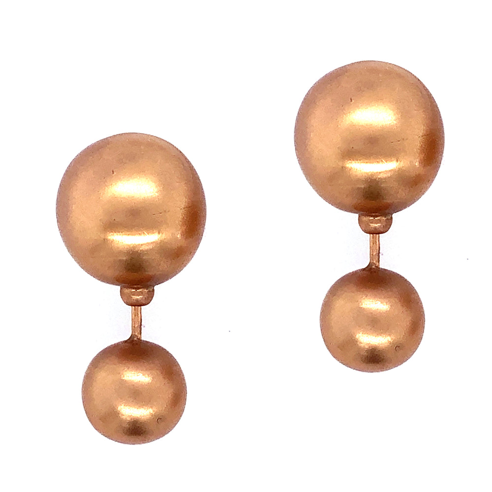 18k Rose Gold Double Sided Ball Tunnel Earrings Fashion Jewelry