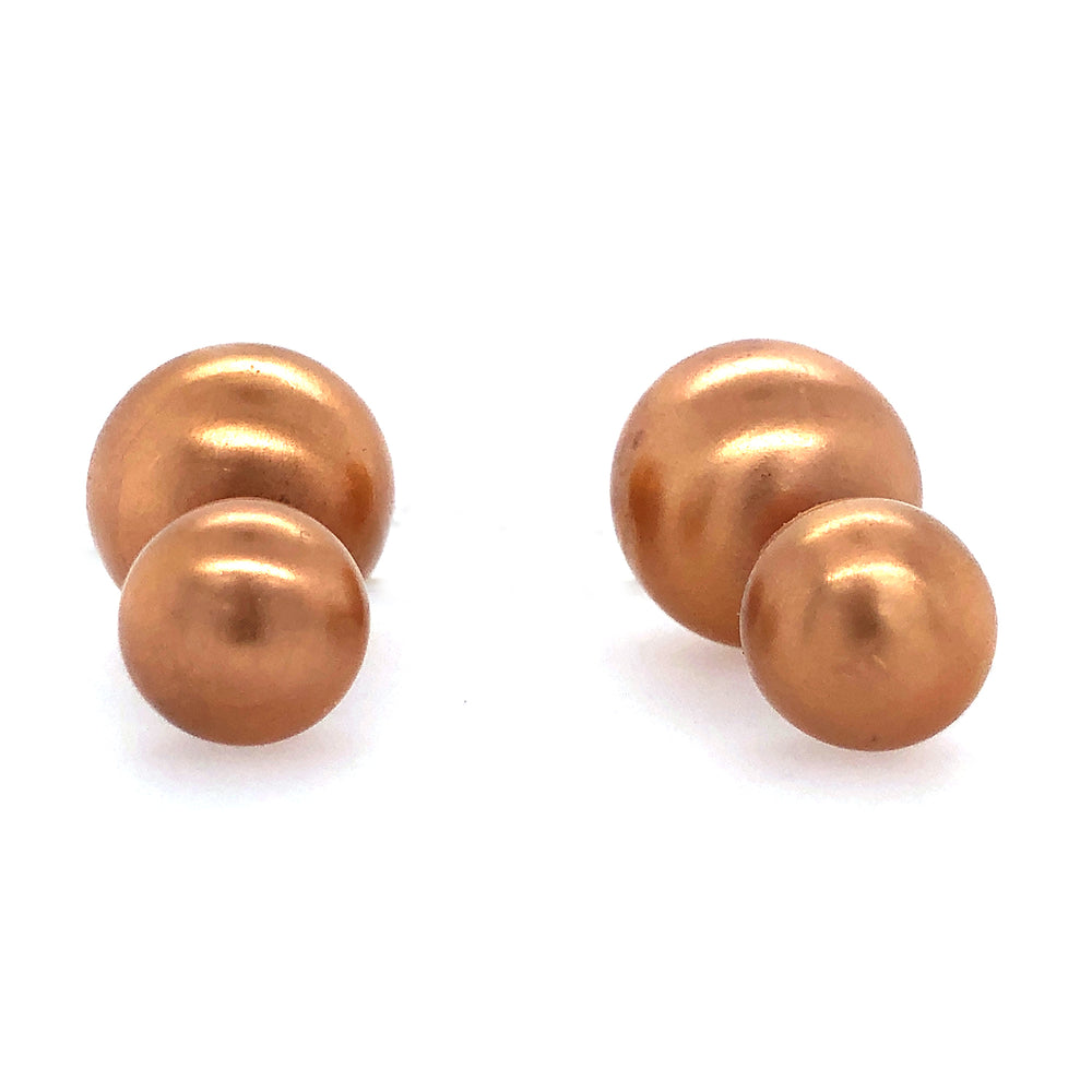 18k Rose Gold Double Sided Ball Tunnel Earrings Fashion Jewelry
