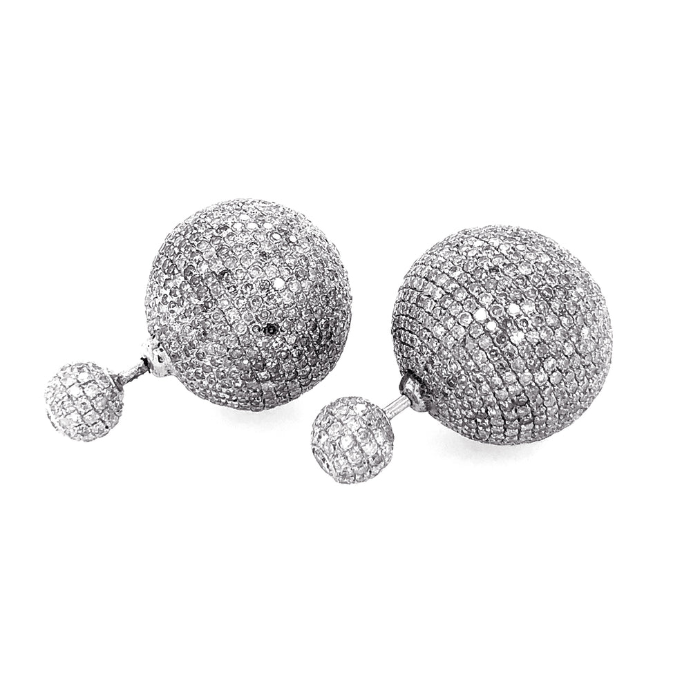 Natural Diamond Double Sided Tunnel Earrings In 18k White Gold Jewelry