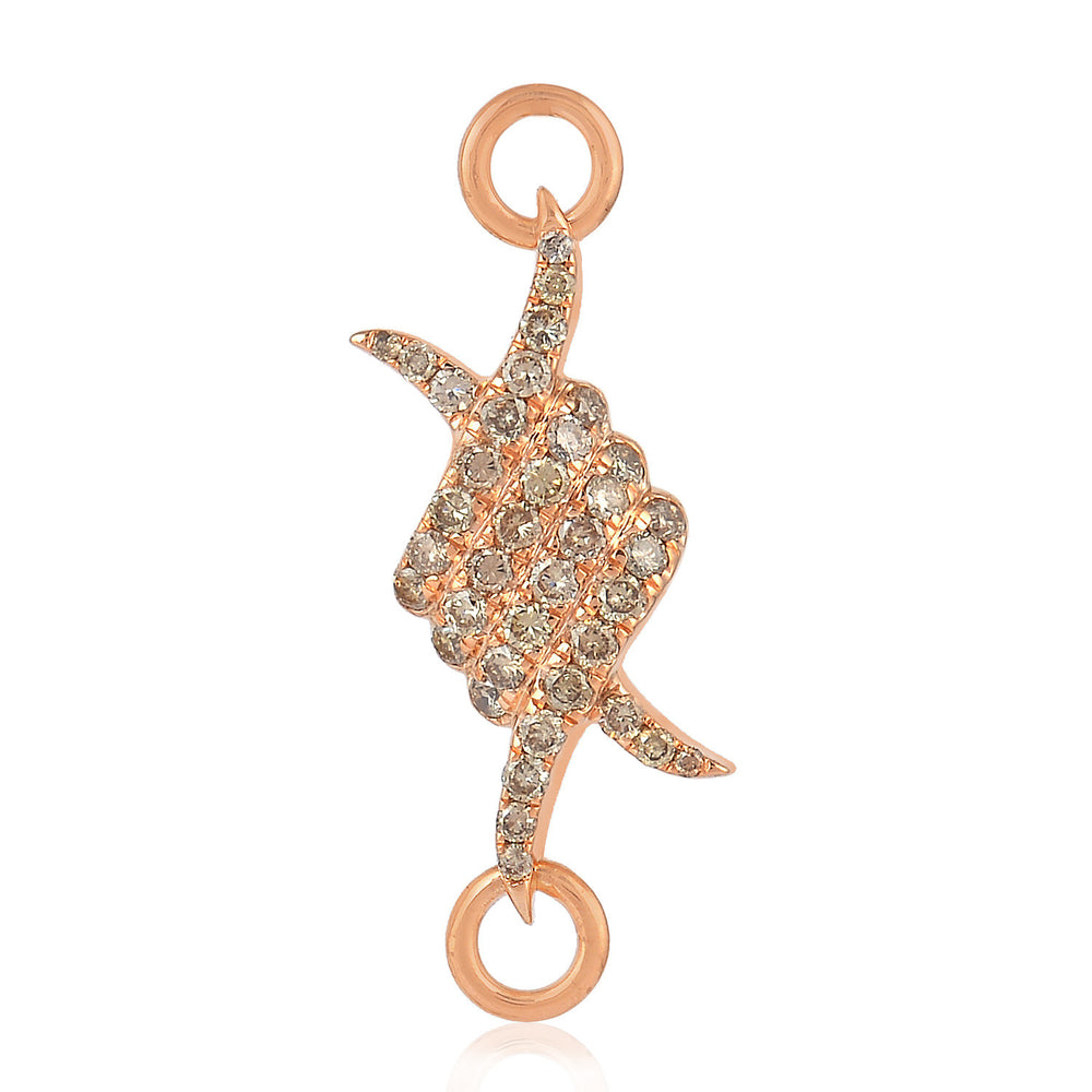 14K Rose Gold Diamond Pave Abstract Connector Finding