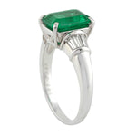 Emerald Diamond Cocktail Ring White Platinum Jewelry