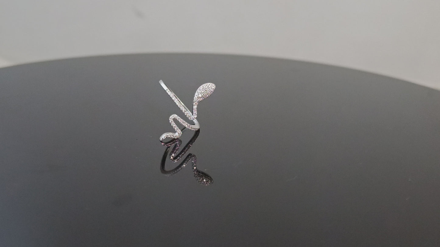 18k White Gold Micro Pave Diamond Snake Bypass Ring