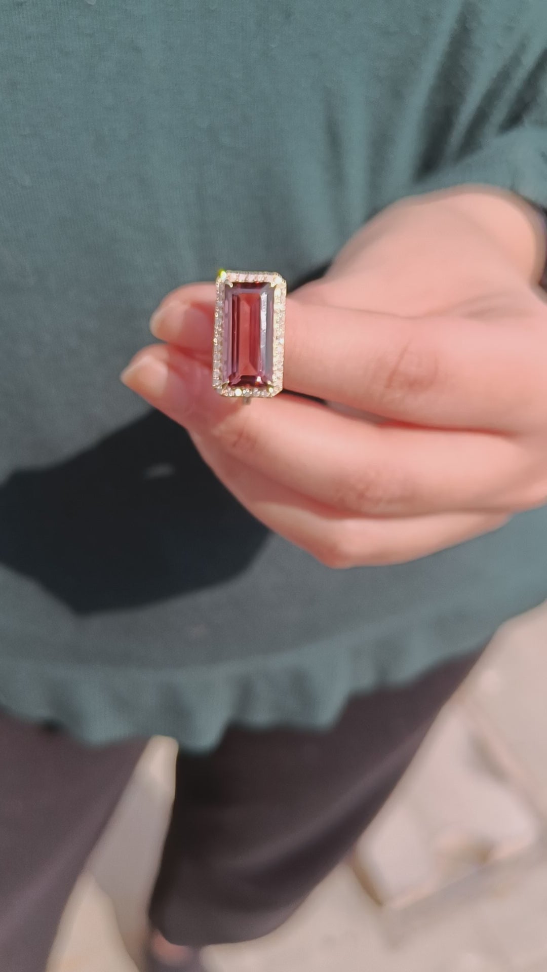 Pink Tourmaline Pave Diamond Cocktail Ring In 18k Yellow Gold