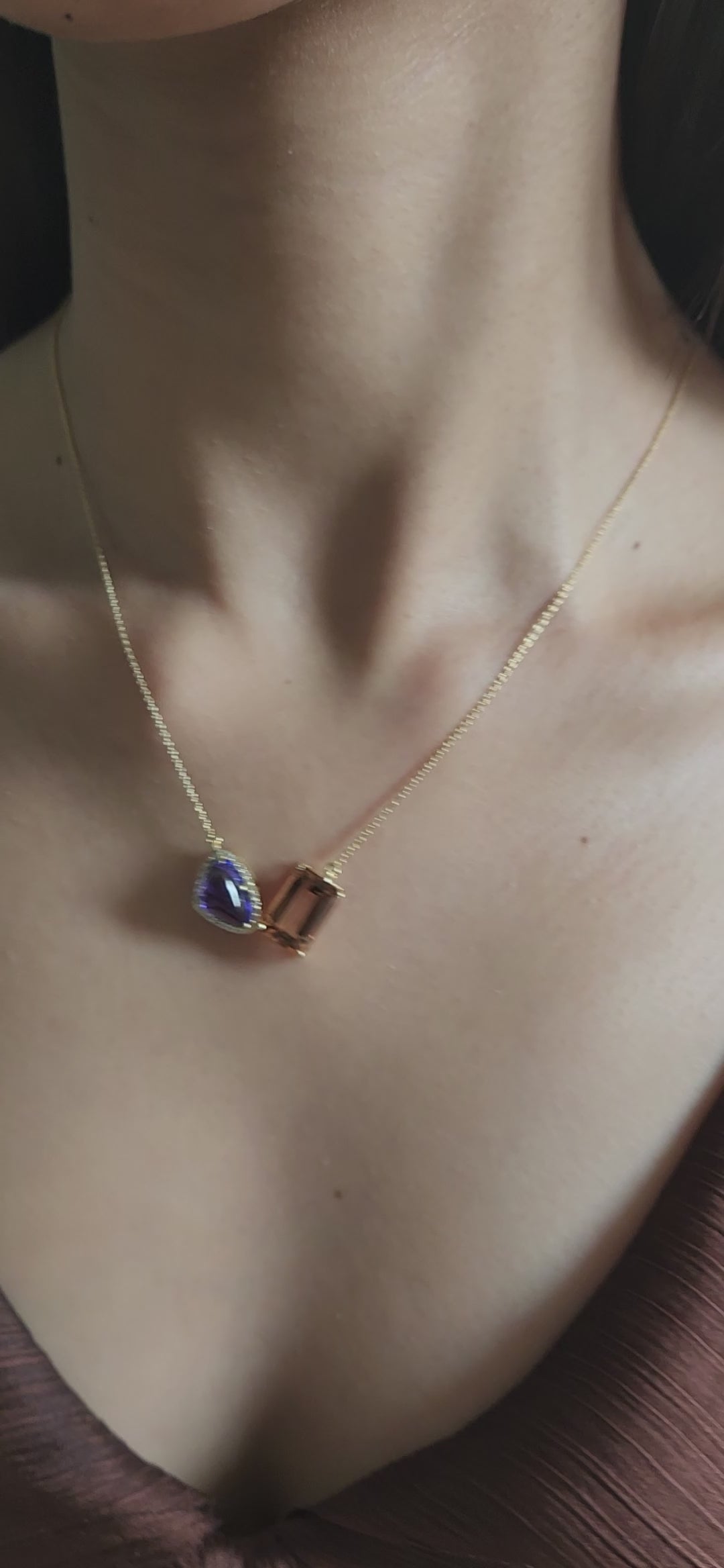 14K Yellow Gold Tourmaline, Tanzanite & Diamond Choker Necklace