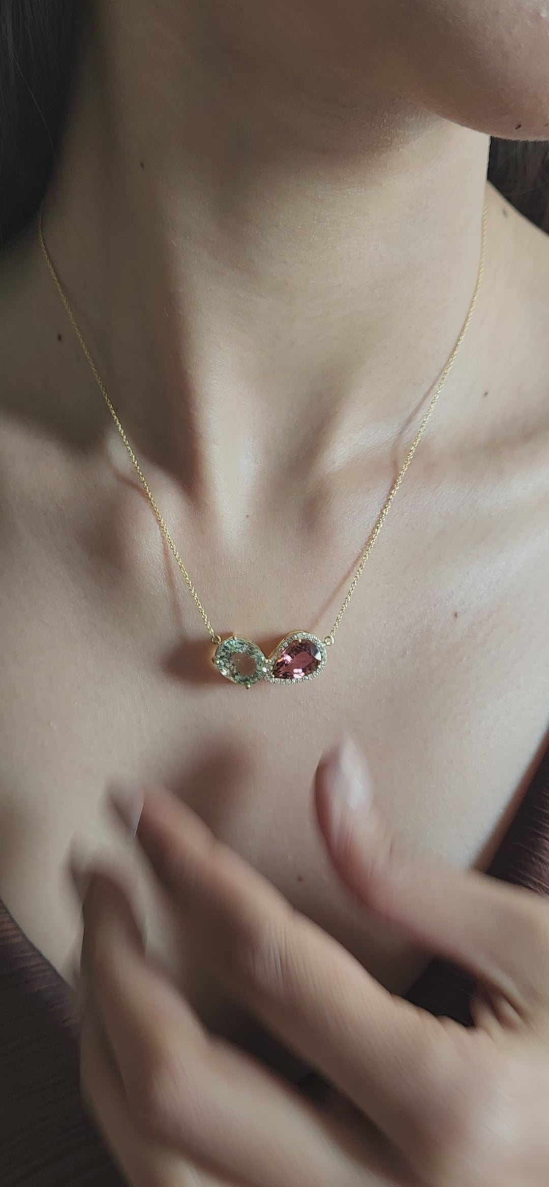 14K Yellow Gold Multi Tourmaline & Diamond Choker Necklace