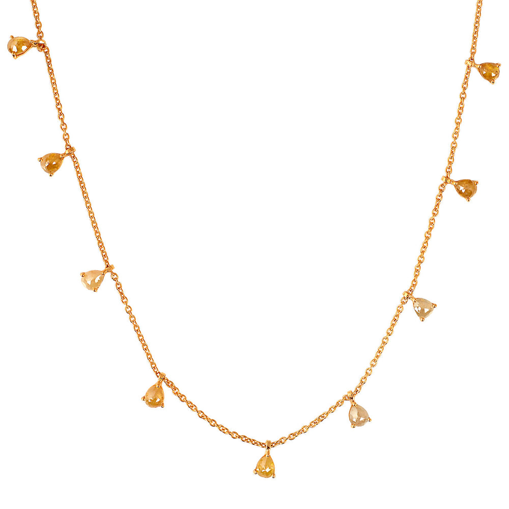 18k Yellow Gold Beautiful Diamond By The Yard Necklace For Her