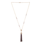 18k Yellow Gold Natural Diamond Tassel Beads Matinee Necklace