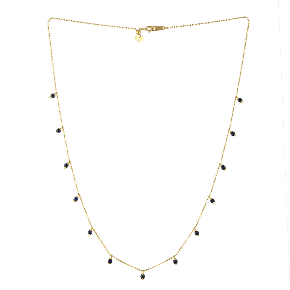 Blue Sapphire Princess Necklace in 18K Yellow Gold – Fine Jewelry for Her