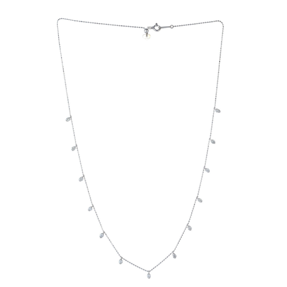 Natural Diamond Bead 18k White Gold Dot Ball Chain Necklace Dainty Jewelry On Sale