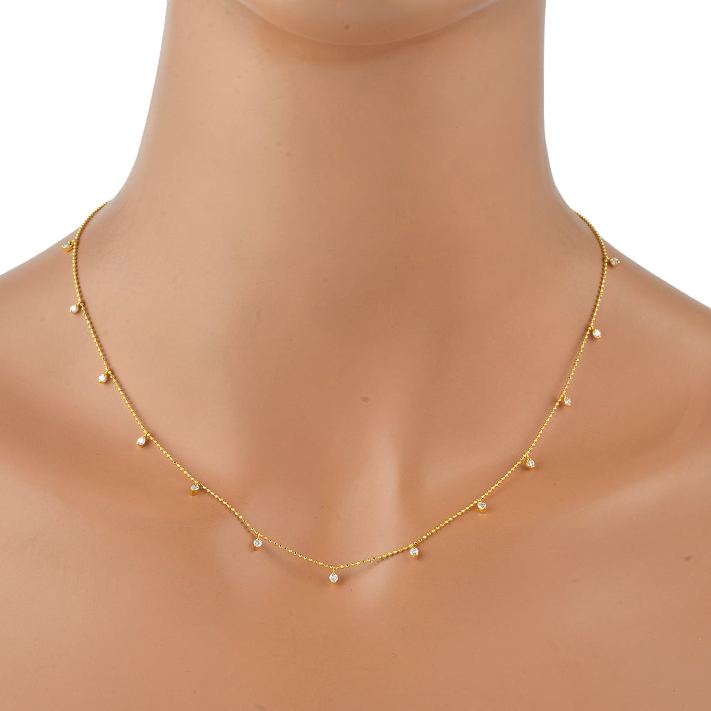 Natural Diamond By the Yard Necklace in Gold – Dot Bead Chain Fine Jewelry