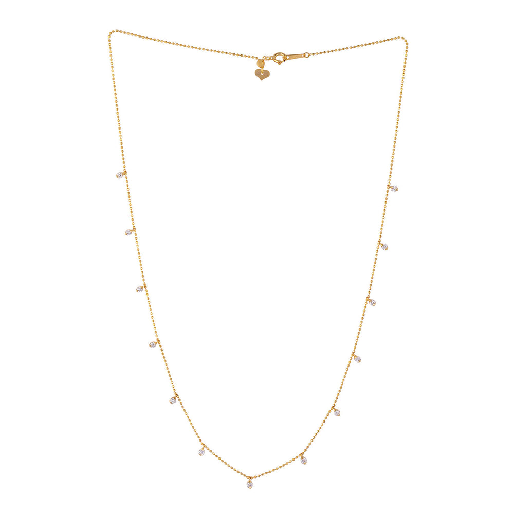 Natural Diamond By the Yard Necklace in Gold – Dot Bead Chain Fine Jewelry