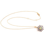 Tapered Baguette Tanzanite Ethopian Diamond Sunburst 18k Yellow Gold Necklace