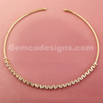 Baguette Diamond 18k Yellow Gold Choker Necklace Beautiful Jewelry On Sale