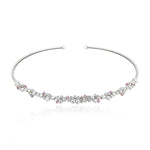 Pink Sapphire Prong Rose Cut Diamond In White Gold Herringbone Cuff Necklace On Sale