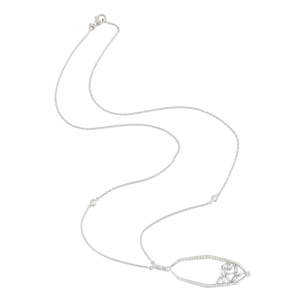 Pave Diamond Designer Solid 18k White Gold Necklace On Sale