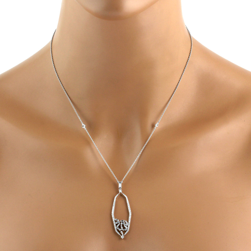 Pave Diamond Designer Solid 18k White Gold Necklace On Sale