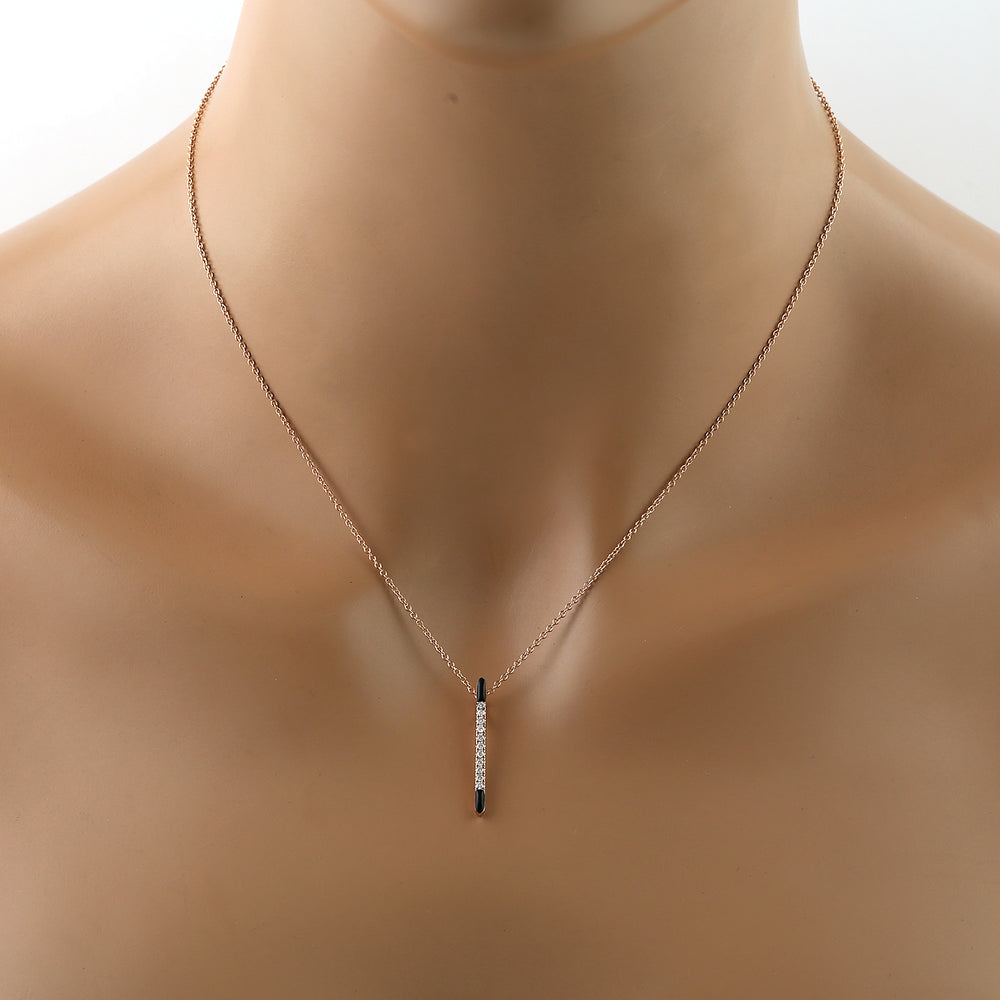 Pave Diamond Stick Choker Necklace in 14K Rose Gold Fine Jewelry
