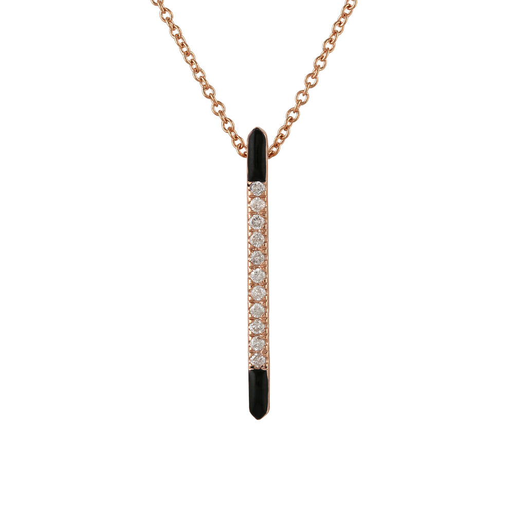 Pave Diamond Stick Choker Necklace in 14K Rose Gold Fine Jewelry