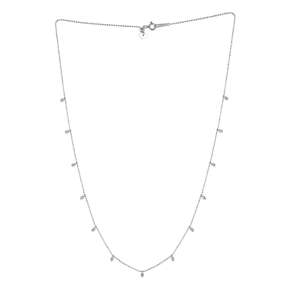 Natural Diamond Pave By The Yard Necklace Dainty Jewelry In 18k White Gold