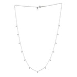 Natural Diamond Pave By The Yard Necklace Dainty Jewelry In 18k White Gold