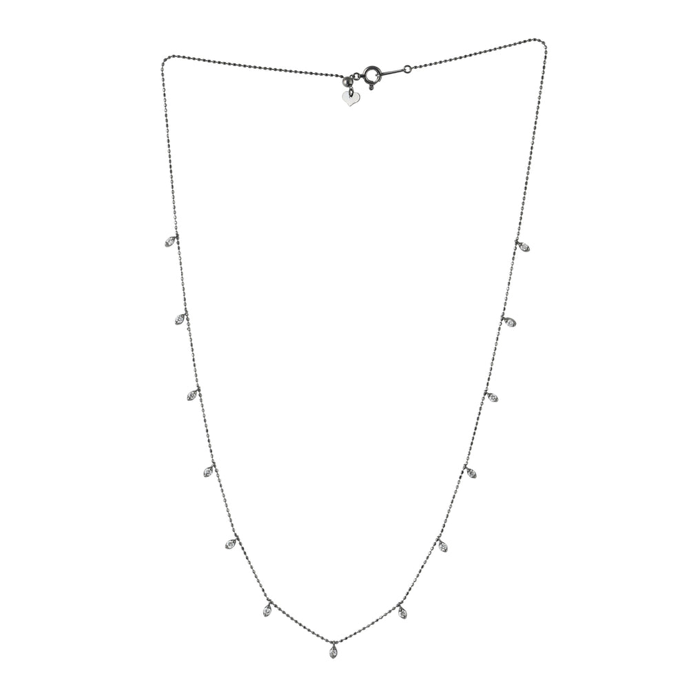 Prong Diamond By the Yard Chain Necklace in 18K Oxidized Gold