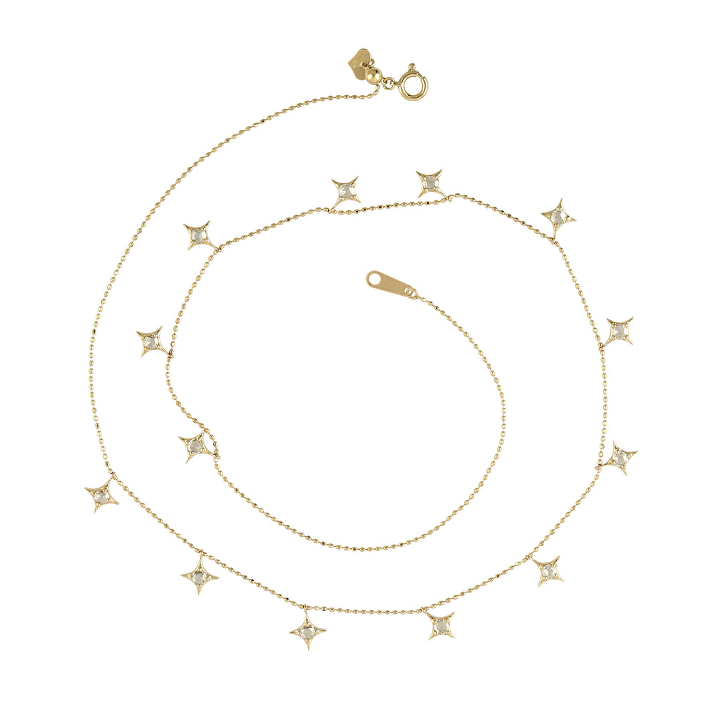 Beautiful Diamond Twinkle Star Design Dainty Necklace In 18k Gold On Sale