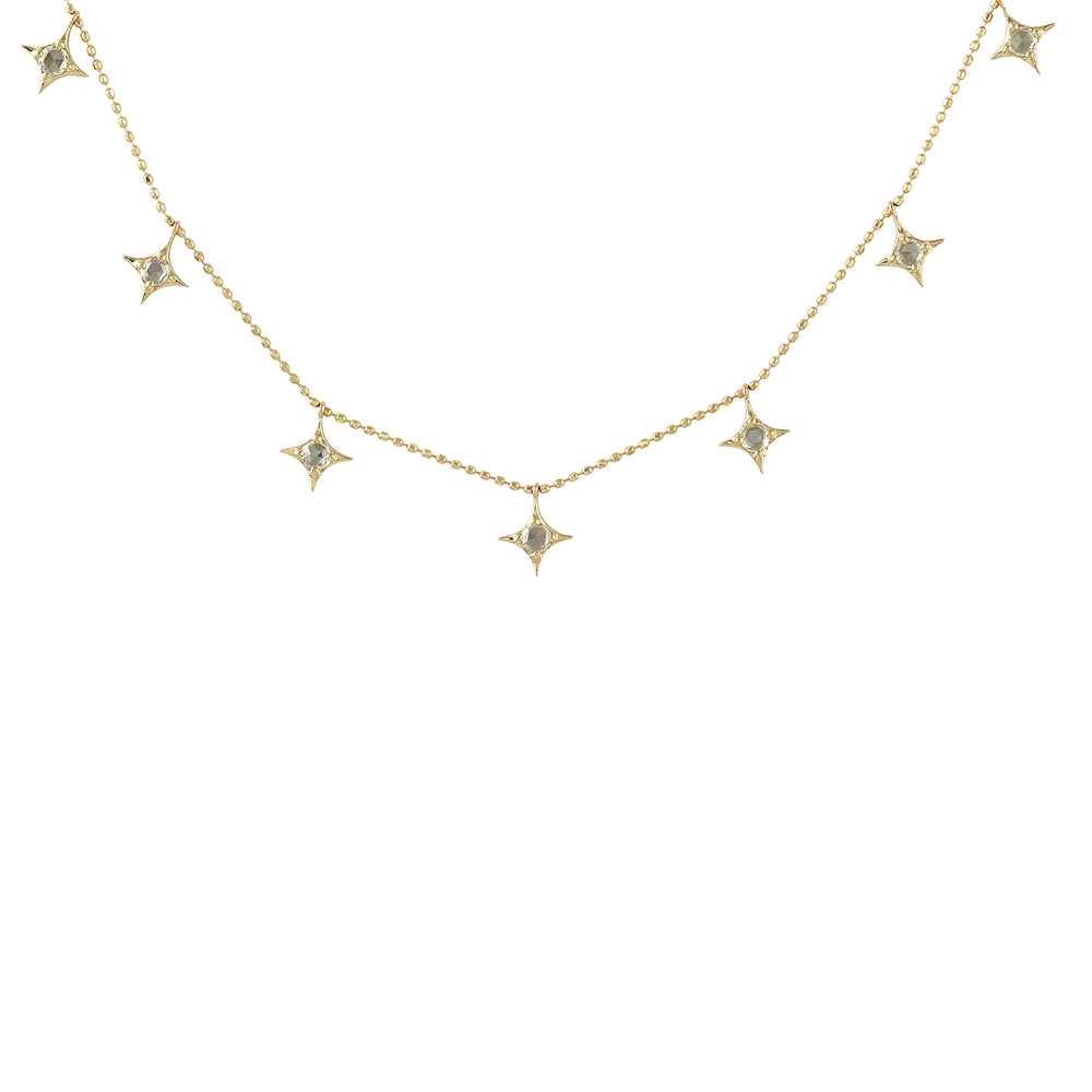 Beautiful Diamond Twinkle Star Design Dainty Necklace In 18k Gold On Sale