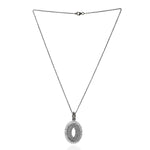 Baguette Diamond Charm Pendant Choker Necklace Sterling Silver Chain Jewelry
