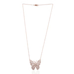 Baguette Diamond Butterfly 18k Rose Gold beautiful Birthday Gift Necklace On Sale