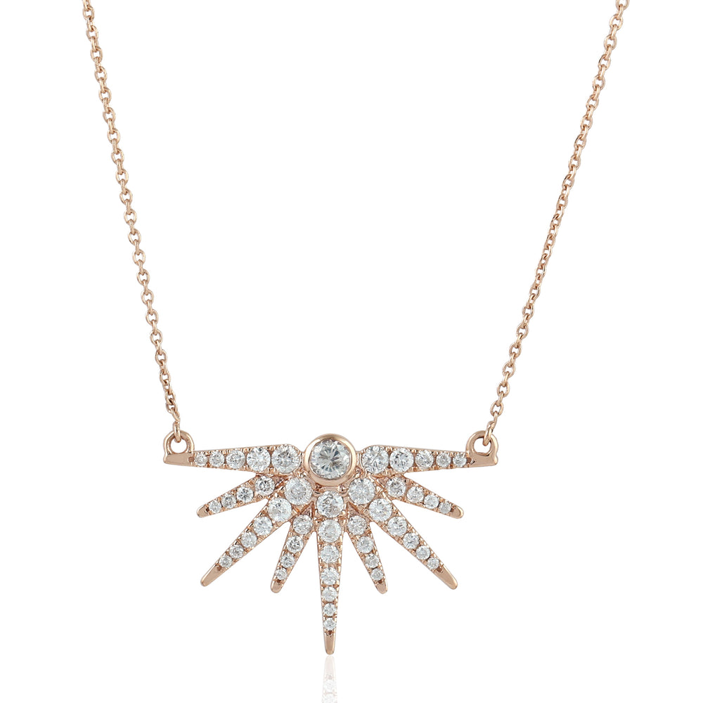 Pave Diamond Starburst Choker Necklace in 18K Rose Gold – Celestial Jewelry