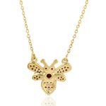 Ruby Diamond Honeybee Charm Dainty 18k Yellow Gold Gemstone Princess Necklace On sale