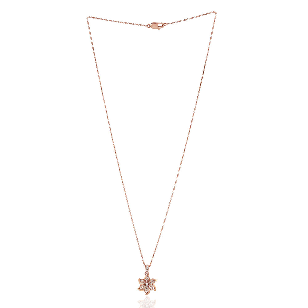 Natural Diamond Daisy Locket In 18K Rose Gold Chain Necklace Jewelry