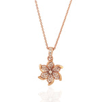 Natural Diamond Daisy Locket In 18K Rose Gold Chain Necklace Jewelry