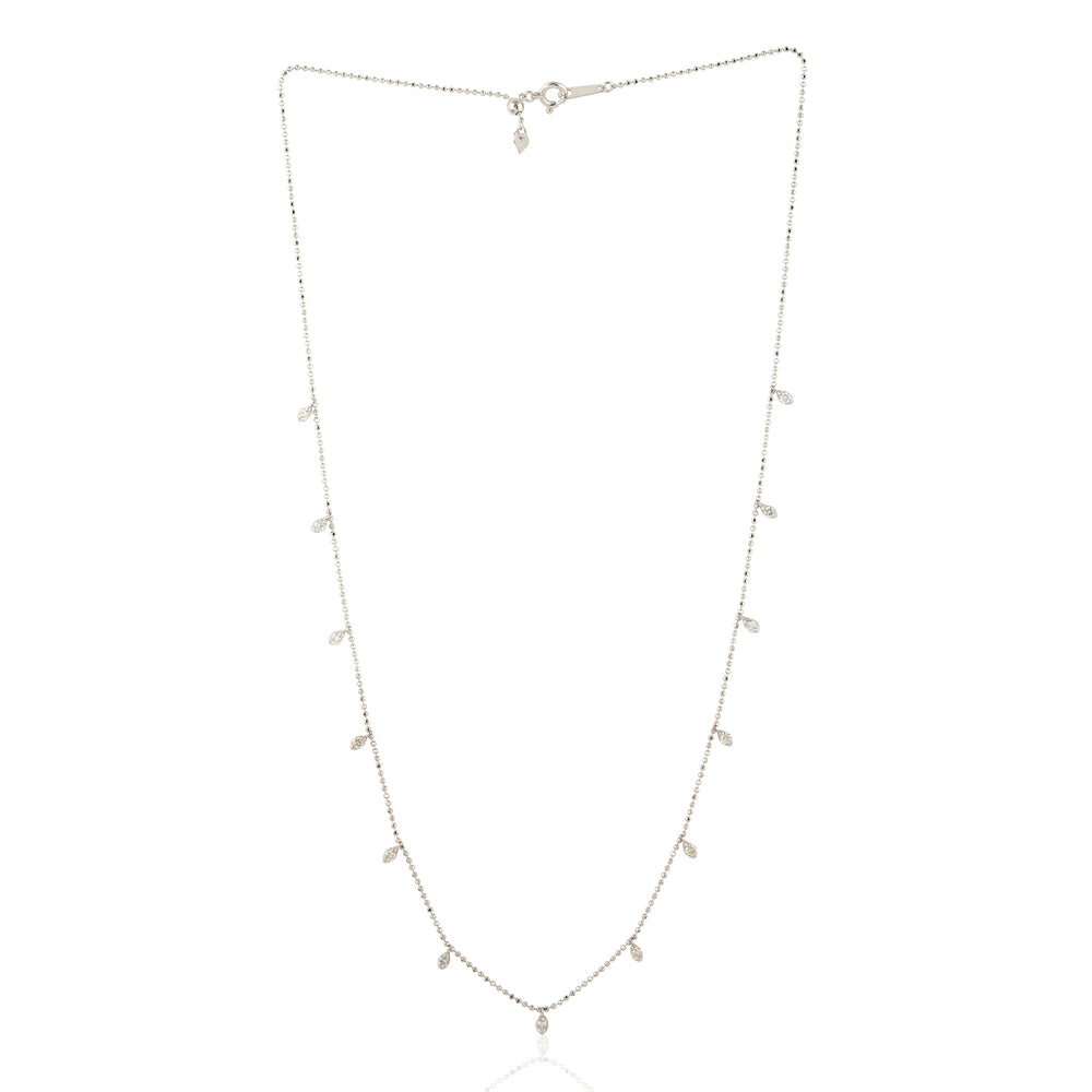 Natural Diamond Dainty Chain 18k White Gold Handmade Necklace For Her On Sale