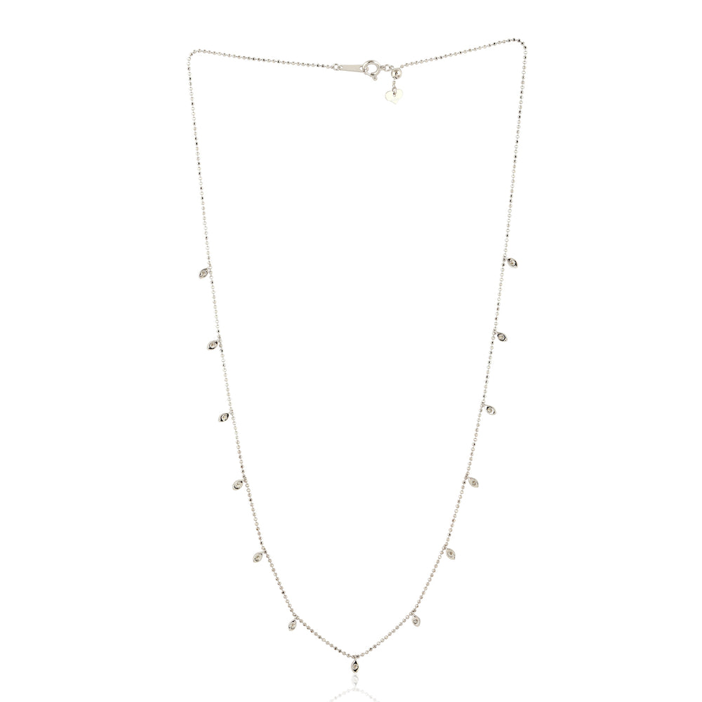 Natural Diamond Dainty Chain 18k White Gold Handmade Necklace For Her On Sale