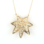 RoseCut Diamond Star Pendant Chain Necklace 18k Yellow Gold Handmade Jewelry