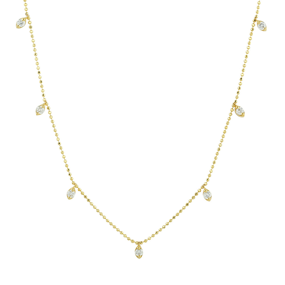 Dainty Pave Diamond Necklace in 18K Yellow Gold for Women