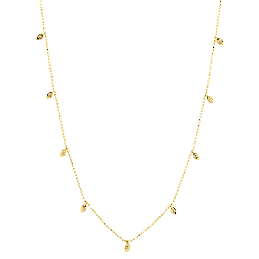 Dainty Pave Diamond Necklace in 18K Yellow Gold for Women