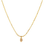 Bezel Set Natural Diamond Solitaire Pendant With 18k Yellow Gold Dot Ball Chain Necklace Minimal Jewelry