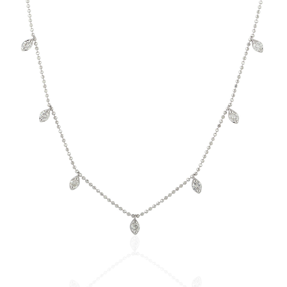 Natural Diamond By The Yard Princess Necklace 18k White Gold For Her