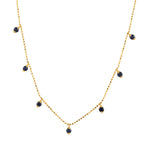 Blue Sapphire September Birthstone Beads Station Chain Necklace In 18k Yellow Gold