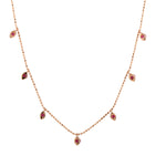 Pink Sapphire September Birthstone Beads Chain Princess Necklace In 18k Rose Gold