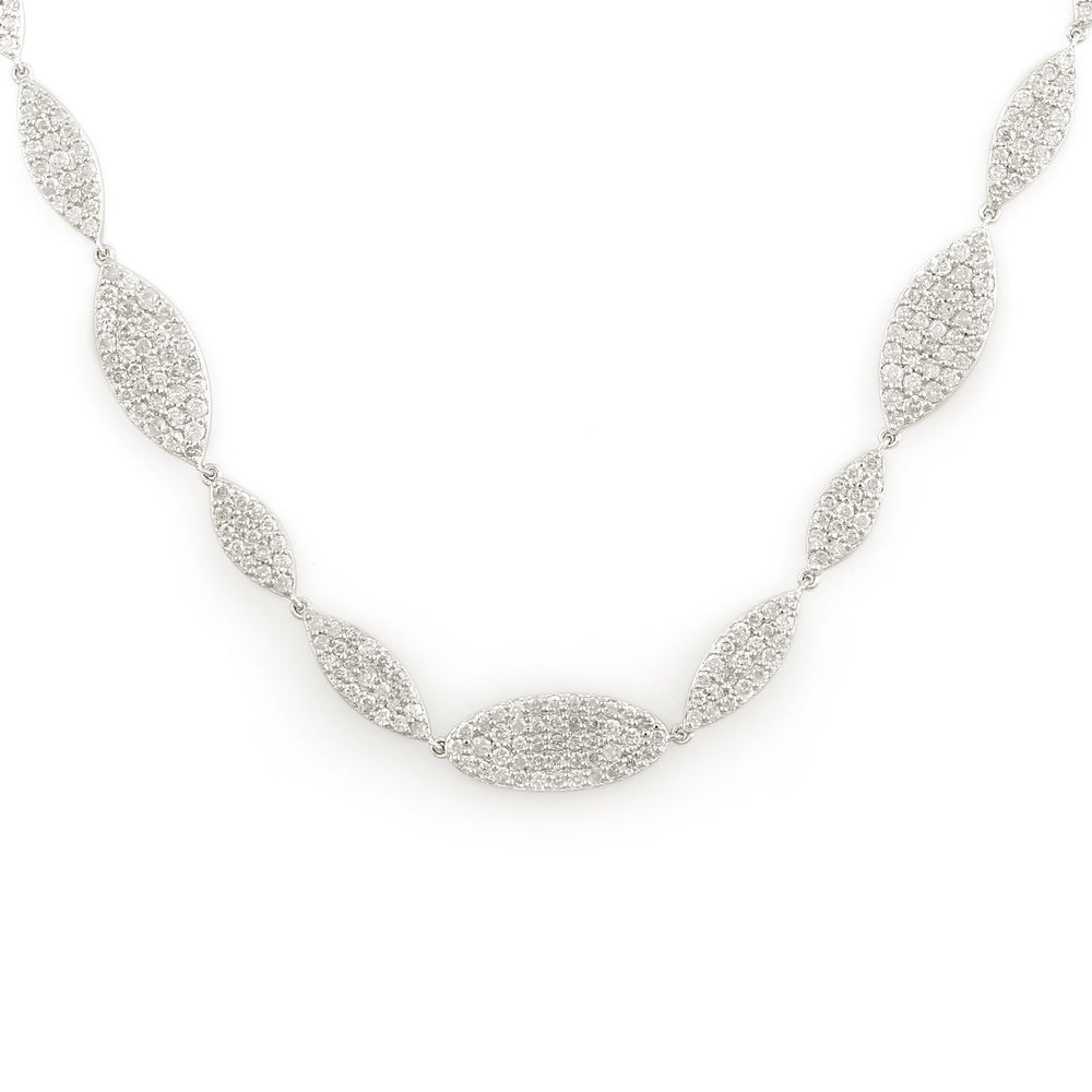 Micro Pave Diamond Marquise Shape Necklace Design Set In 14k White Gold Fine Jewelry For Her