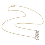 Natural Diamond "Love" Initial Princess Necklace In 14k Yellow Gold Valentine Jewelry